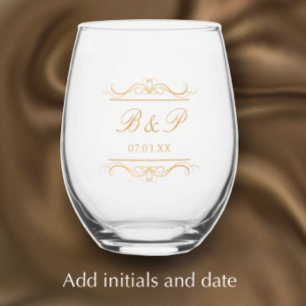 Koppels Initiaal Letters Modern Elegaant Gouden Kr Wijnglas Zonder Voet