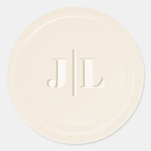 Koppels Initiaal Monogram Faux Wax Seal Cream Ronde Sticker