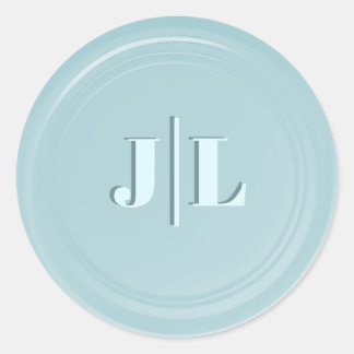 Koppels Initiaal Monogram Faux Wax Seed Blue Ronde Sticker