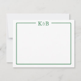 Koppels Initiaal Nieuwgetrouwden Monogram Groen Notitiekaartje