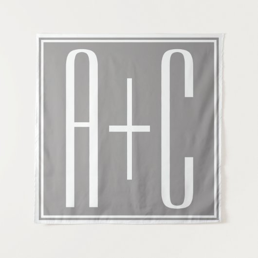 Koppels Initiaal of Andere Tekst | Wit & Grijs Wandkleed (Voorkant)