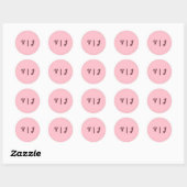 Koppels Initiaal op Roze Ronde Sticker (Vel)