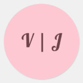 Koppels Initiaal op Roze Ronde Sticker (Voorkant)