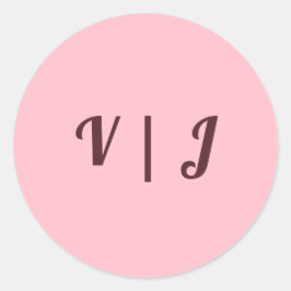 Koppels Initiaal op Roze Ronde Sticker