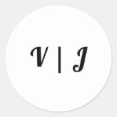 Koppels Initiaal op Zwart en Wit Klein Ronde Sticker (Voorkant)