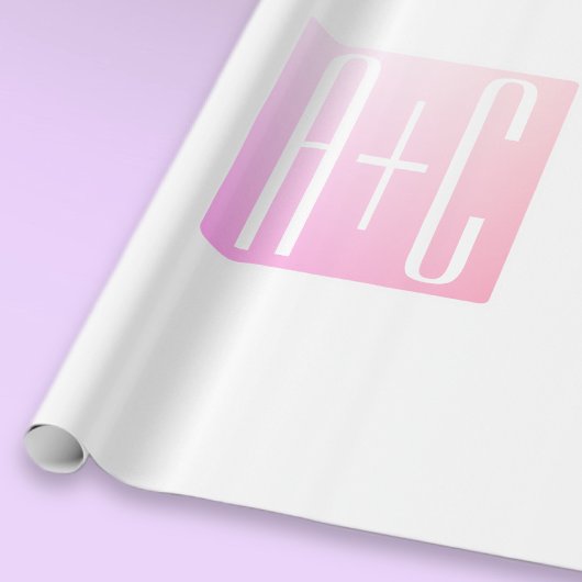 Koppels Initiaal | Subtiele Roze Gradiënt Cadeaupapier