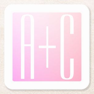 Koppels Initiaal Subtiele Roze Gradiënt Kartonnen Onderzetters