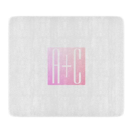 Koppels Initiaal | Subtiele Roze Gradiënt Snijplank (Voorkant)