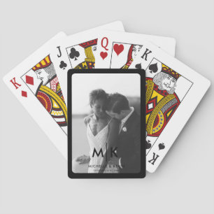 Koppels Initialen Bruiloft Foto Monogram Zwart Pokerkaarten