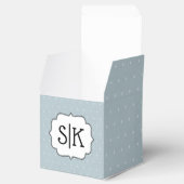Koppels Initialen Ingelijst Bleekblauw Wit Stippen Bedankdoosjes (Geopend)