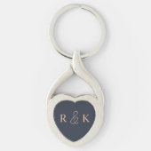 Koppels initialen monogrammed sleutelhanger (Voorkant)