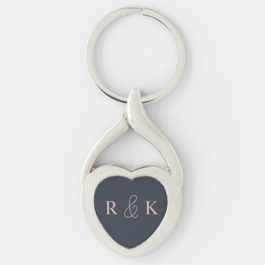 Koppels initialen monogrammed sleutelhanger (Voorkant)