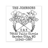 Koppels Initialen retour adres bloemen Zelfinktende Stempel (Design)