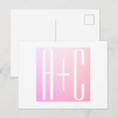 Koppels Initialen | Subtiele Roze Gradiënt Briefkaart (Voorkant / Achterkant)
