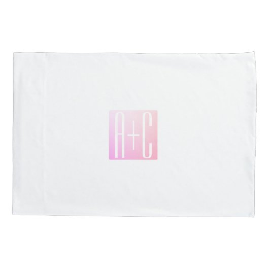 Koppels Initialen | Subtiele Roze Gradiënt Kussensloop (Achterkant)