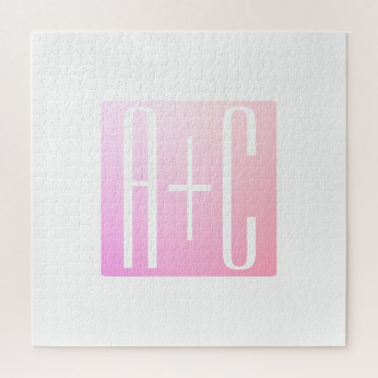 Koppels Initialen | Subtiele Roze Gradiënt Legpuzzel (Verticaal)