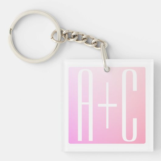 Koppels Initialen | Subtiele Roze Gradiënt Sleutelhanger (Voorkant)