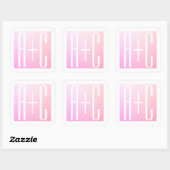 Koppels Initialen | Subtiele Roze Gradiënt Vierkante Sticker (Vel)