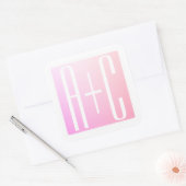 Koppels Initialen | Subtiele Roze Gradiënt Vierkante Sticker (Envelop)