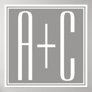 Koppels inspringen of andere tekst   Wit en grijs Poster