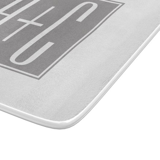 Koppels inspringen of andere tekst | Wit en grijs Snijplank (Hoek)