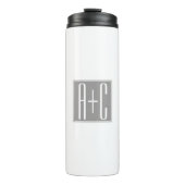 Koppels inspringen of andere tekst | Wit en grijs Thermosbeker (Voorkant)