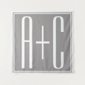 Koppels inspringen of andere tekst | Wit en grijs Wandkleed (Voorkant)