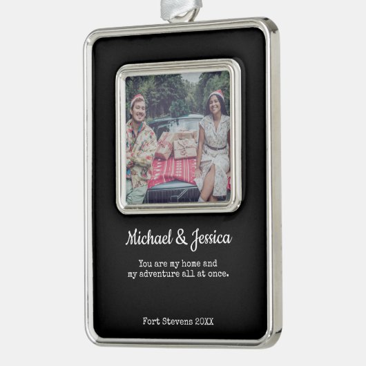 Koppels Keepsake aangepaste foto Verzilverd Omlijst Ornament (Links)