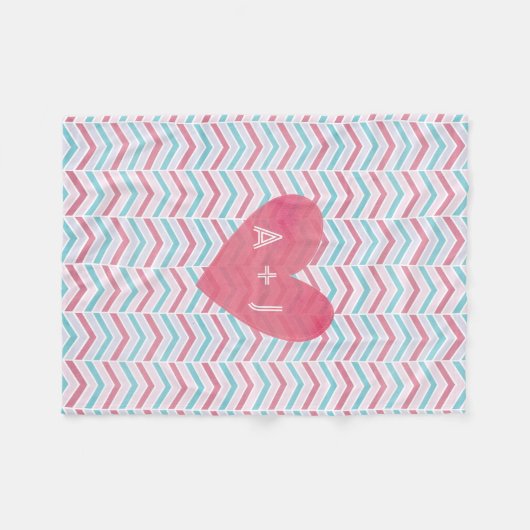 Koppels Kersen en blauw Vervaagd Chevron Patroon Fleece Deken (Voorkant (Horizontaal))