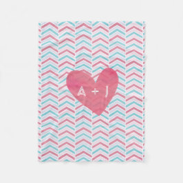 Koppels Kersen en blauw Vervaagd Chevron Patroon Fleece Deken