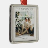 Koppels Kerstfoto Keepsake Metalen Ornament (Rechts)