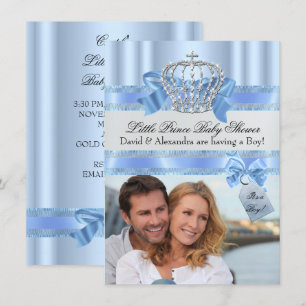 Koppel's Kleine Prins Baby Shower Jongen Blauwe Fo Kaart