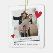 Koppels Liefde bij First Swipe’ online dating Keramisch Ornament (Links)