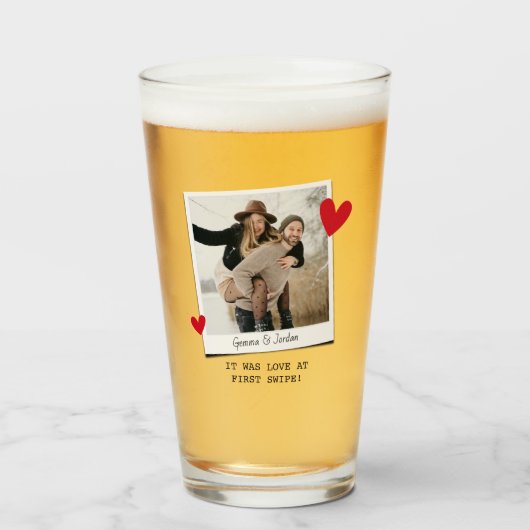 Koppels Liefde Op De Eerste Swipe Tinder Glas (Voorkant gevuld)