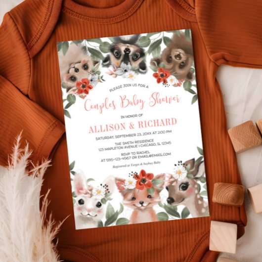 Koppels meisje baby shower bosdieren kaart