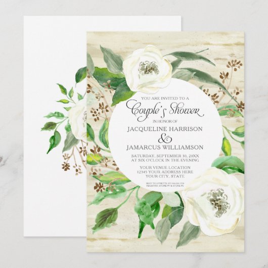 Koppels met BOHO-zaadjes Eucalyptus WreatRozen Kaart (Voorkant / Achterkant)