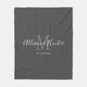 Koppels Moderne handschrift met grijze monogram Fleece Deken (Voorkant)