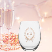 Koppels monogram initialen krans roos goud wijnglas zonder voet