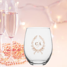 Koppels monogram initialen krans roos goud