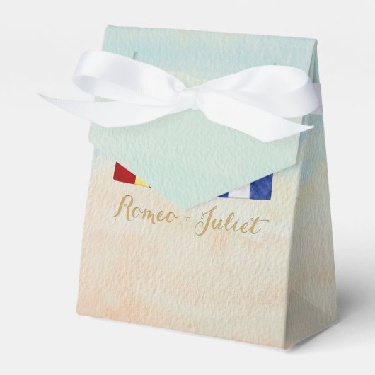 Koppels Monogram Maritime Signal Flags Waterverf Bedankdoosjes (Voorkant Zijde)