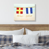 Koppels Monogram Maritime Signal Flags Waterverf Canvas Afdruk (Insitu (Slaapkamer))