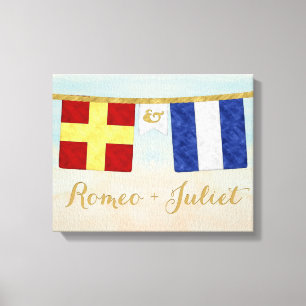 Koppels Monogram Maritime Signal Flags Waterverf Canvas Afdruk