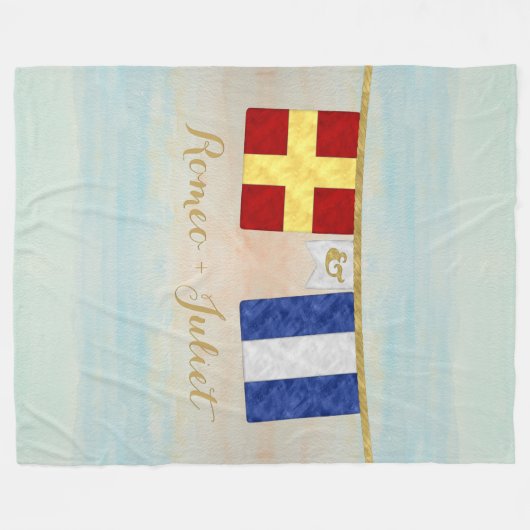 Koppels Monogram Maritime Signal Flags Waterverf Fleece Deken (Voorkant (Horizontaal))