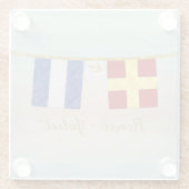 Koppels Monogram Maritime Signal Flags Waterverf Glazen Onderzetter (Achterkant)
