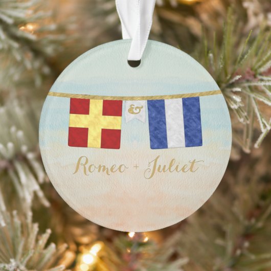 Koppels Monogram Maritime Signal Flags Waterverf Ornament (Boom)