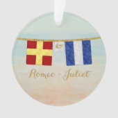 Koppels Monogram Maritime Signal Flags Waterverf Ornament (voorkant)