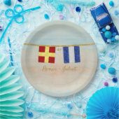 Koppels Monogram Maritime Signal Flags Waterverf Papieren Bordje (Feest)
