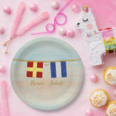 Koppels Monogram Maritime Signal Flags Waterverf Papieren Bordje (Feest)