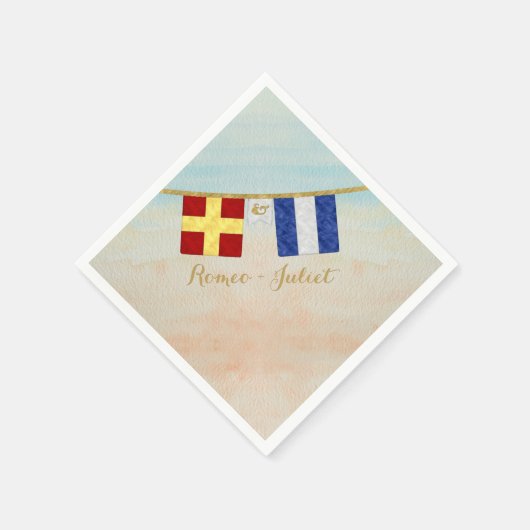 Koppels Monogram Maritime Signal Flags Waterverf Servetten (Hoek)