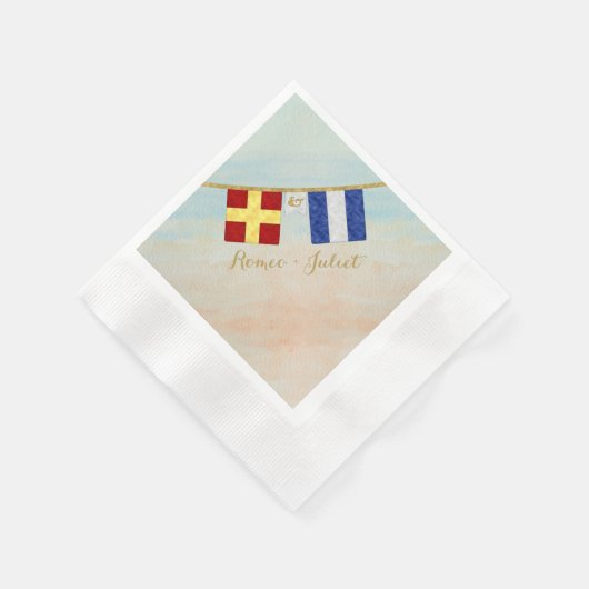 Koppels Monogram Maritime Signal Flags Waterverf Servetten (Hoek)